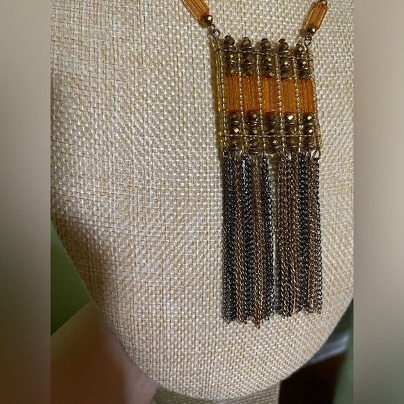 Boho orange chain necklace - Picture 4 of 5